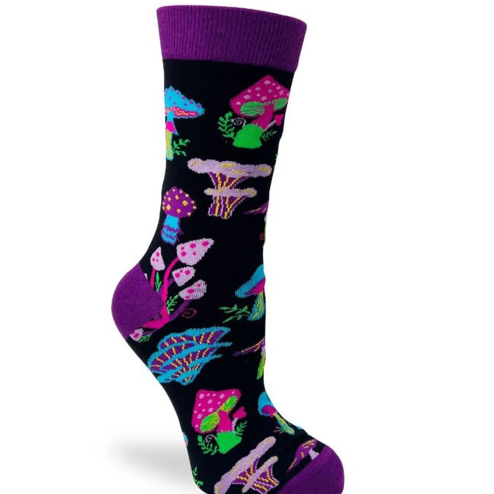 Trippy Mushrooms Women's Novelty Crew Socks - Picture 2 of 3